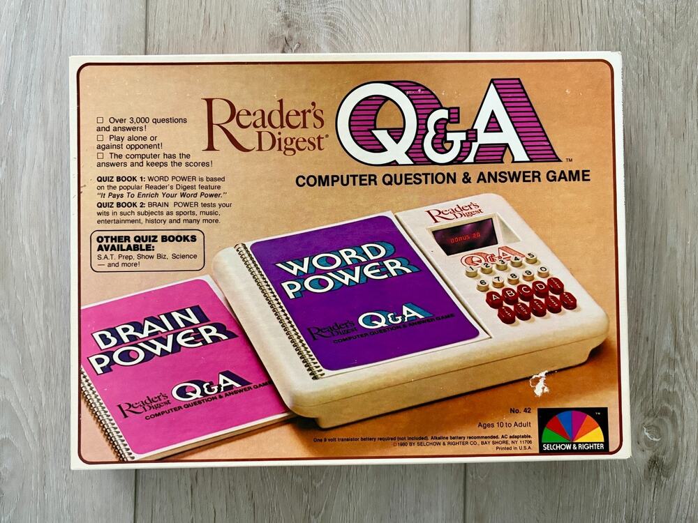 Vintage 1980 Readers Digest Q&A Electronic Trivia Game Selchow Righter TESTED